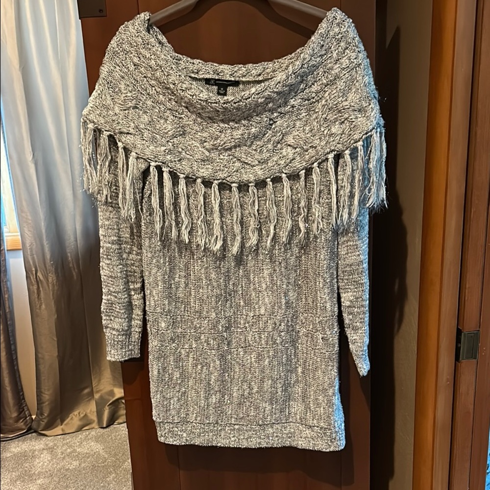INC International Concepts Off-the-Shoulder Gray Sweater